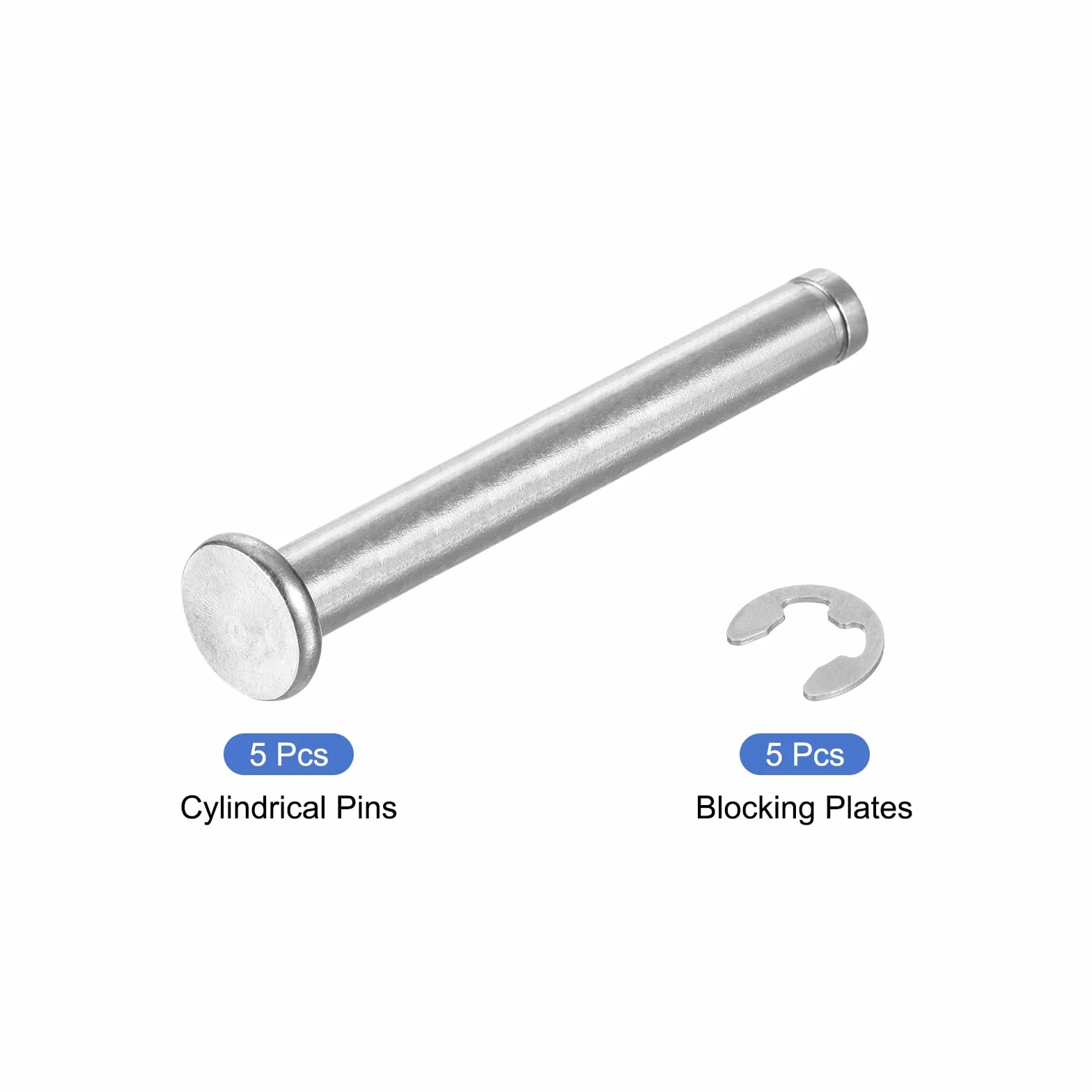 QUARKZMAN 5Set M6x50mm Perno Posizionamento Cilindrico Elastico Acciaio Inossidabile 304, Testa Piatta con Ring Fissaggio
