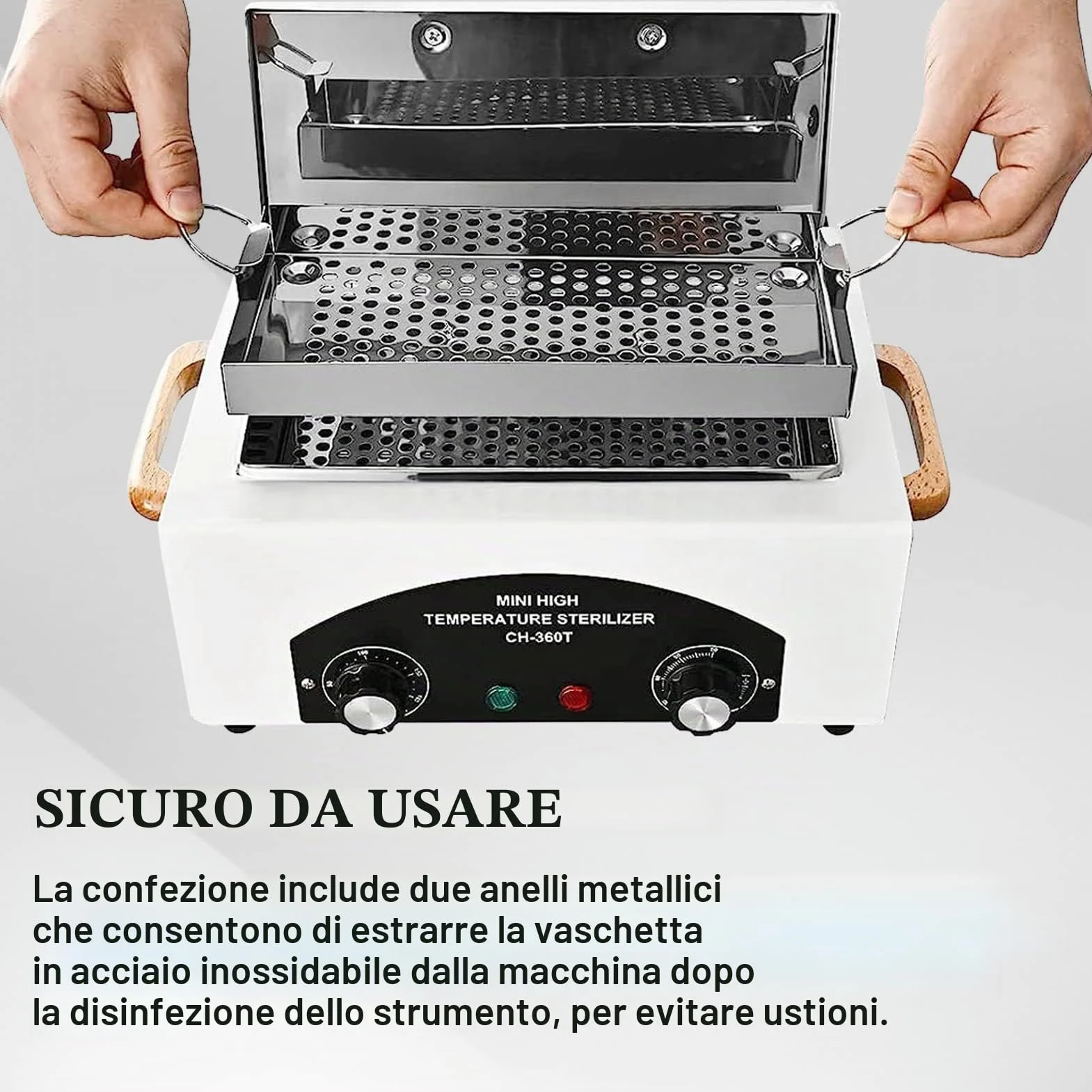Sterilizzatore ad Aria Calda 300W, disinfezione, 220 ℃, sterilizzatore a Calore Secco, sterilizzatore ad Alta Temperatura con Timer per Cosmetici, studi dei Piedi, Parrucchiere (Bianco)