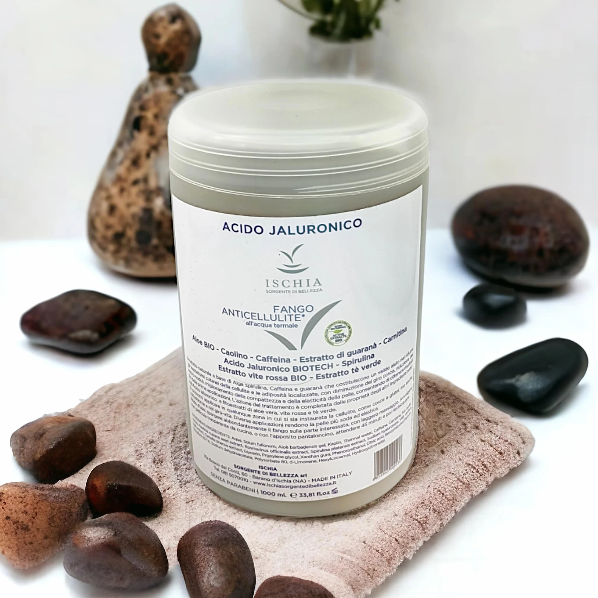 ISB - Fango Termale Anticellulite 1000 ml con Acido Ialuronico Biotech a base di Acqua Termale dell'Isola d'Ischia