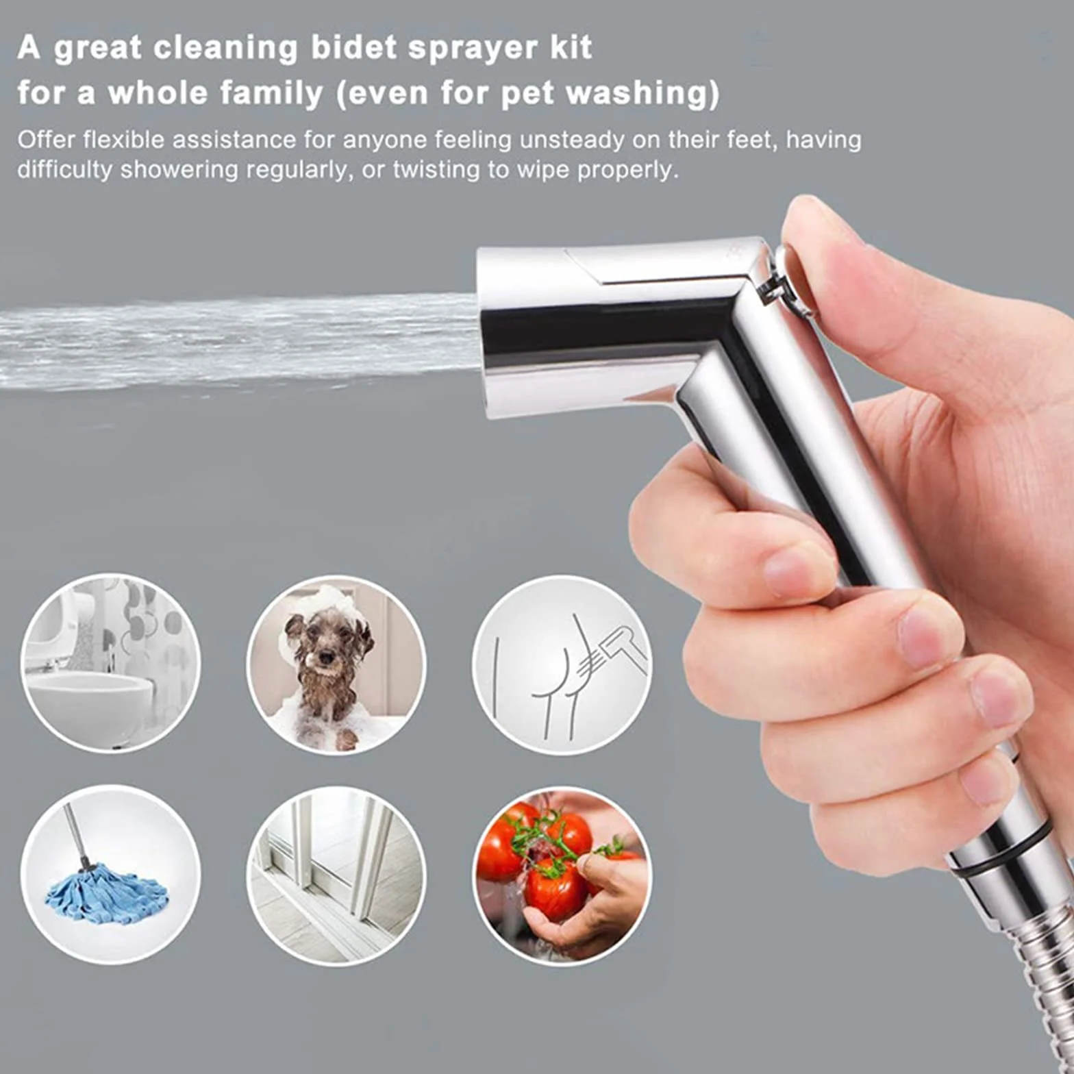 Bidet Portatile Spruzzatore per Bidet Tenuto in Mano Kit Doccetta Atomizzatore Regolabile Doccia WC