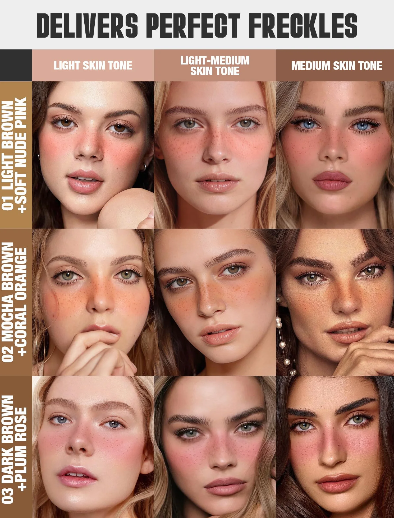 Anglicolor Penna blush per lentiggini,Pennarello per lentiggini finte 2 in 1,fard liquido rosa tenue,naturale,realistico,impermeabile,a lunga durata,ad asciugatura rapida (02 MOCHA)