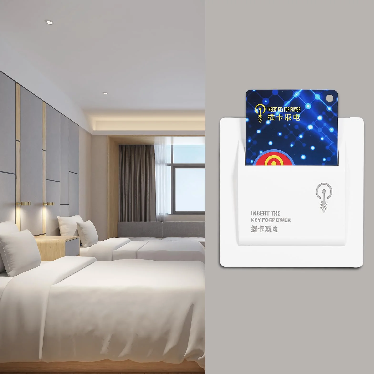 Interruttore scheda RFID HUIOP 40A Risparmio energetico Presa di forza meccanica Camera ospiti Inserire tessera magnetica