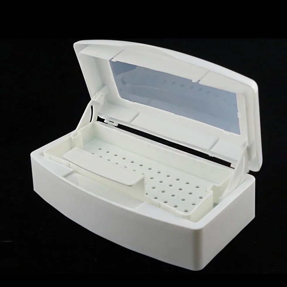 2 vaschette per sterilizzazione barbicida, con coperchio trasparente, contenitore sterilizzatore per strumenti per manicure e disinfezione pulita