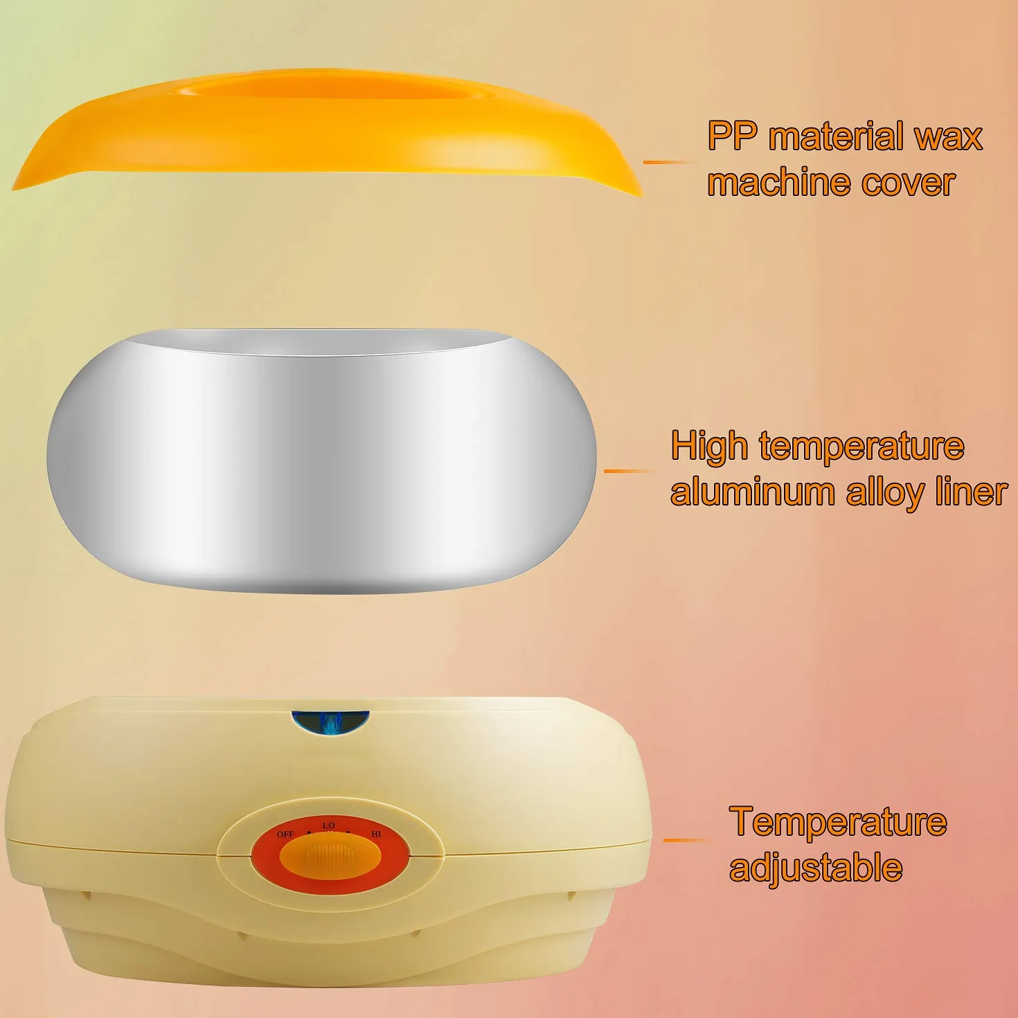 SWAWIS Scalda Paraffina Cera 200W Dispositivo di Paraffina Kit, Paraffina Mani Piedi, Paraffina Bagno di cera cui 2 x 450g paraffina Nutre la Pelle con Umidità, Arancione