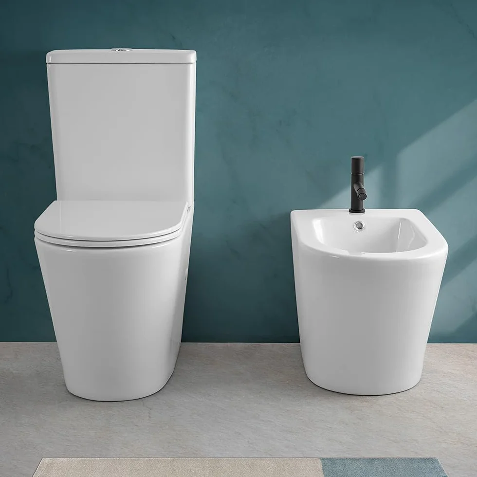 Filomuro Monoblocco WC Con Tornado Senza Brida Scarico Parete Pavimento KLAN