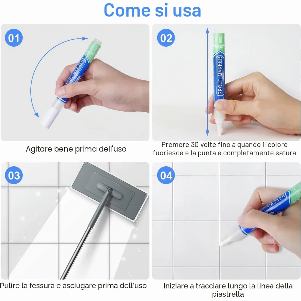 Flintronic Penna per Fughe Piastrelle 10PCS Stucco per Fughe Strette Sbianca e Ripristina Giunti Bagno Cucina Pavimenti Parete