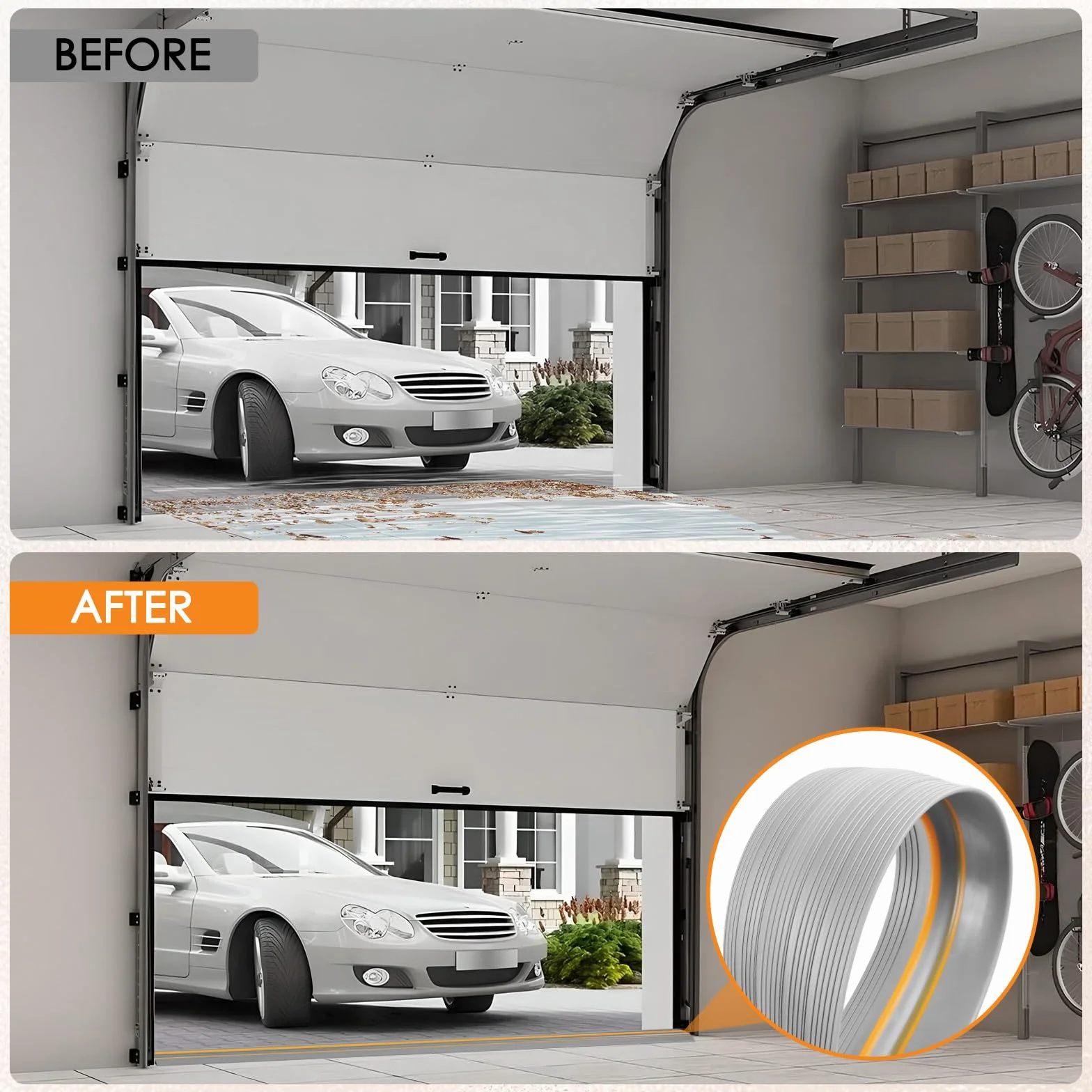 Guarnizione Porta Garage Universale Grigio 6m×100mm×25mm Striscia di Soglia