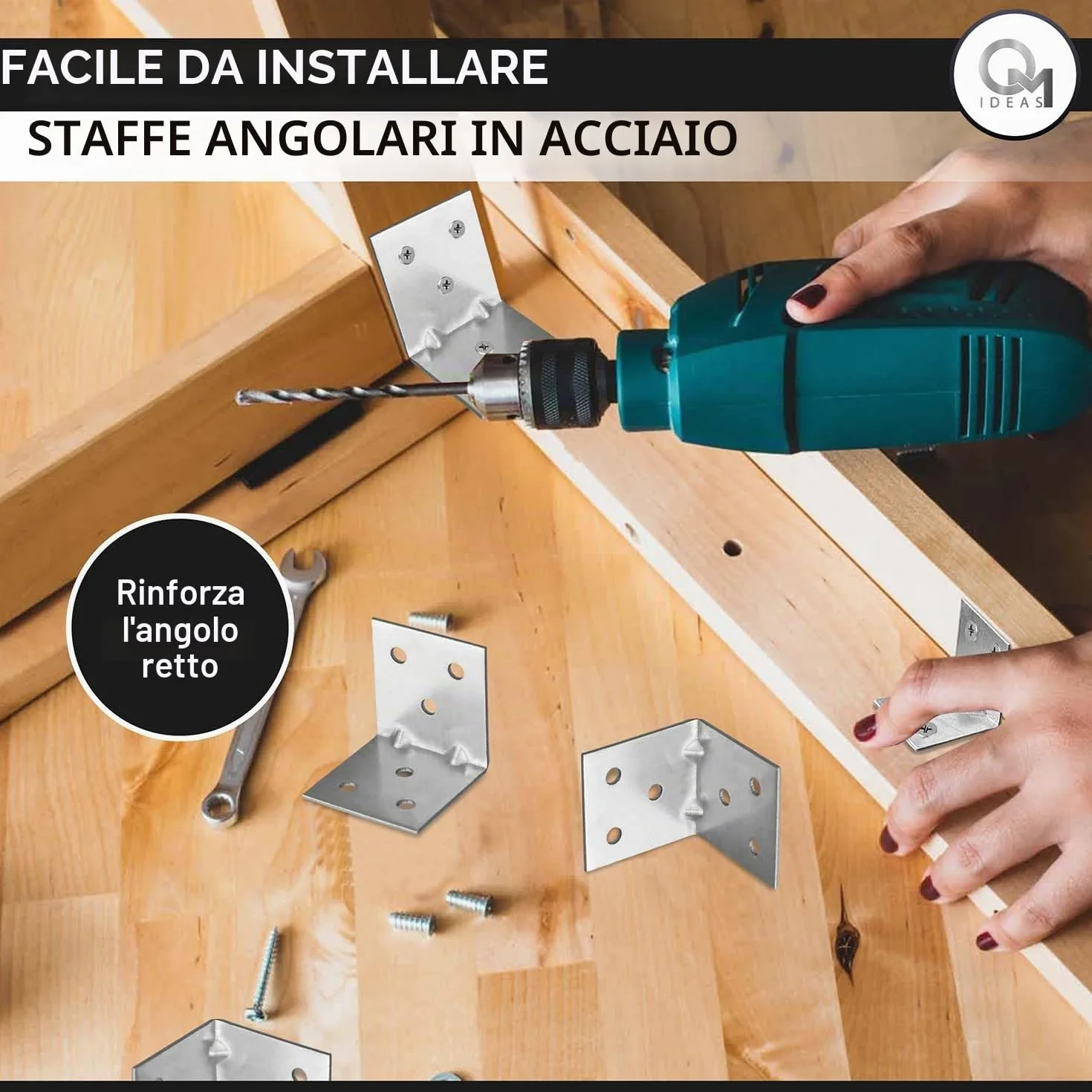 Staffe Angolari 40x40x40 Squadretta Giunzione Connettore Fissaggio Mobili Legno Zincato Argento