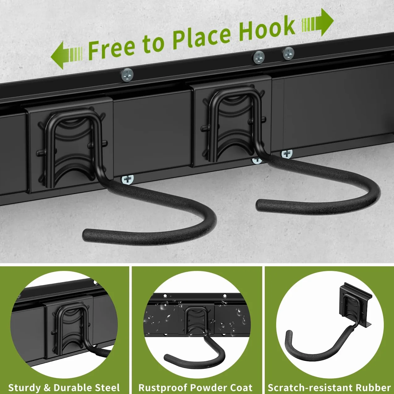 Housolution Portabici 32" per 4 Biciclette + 3 Caschi, Fino a 300 Libbre, Acciaio Solido, Montaggio a Muro, Nero