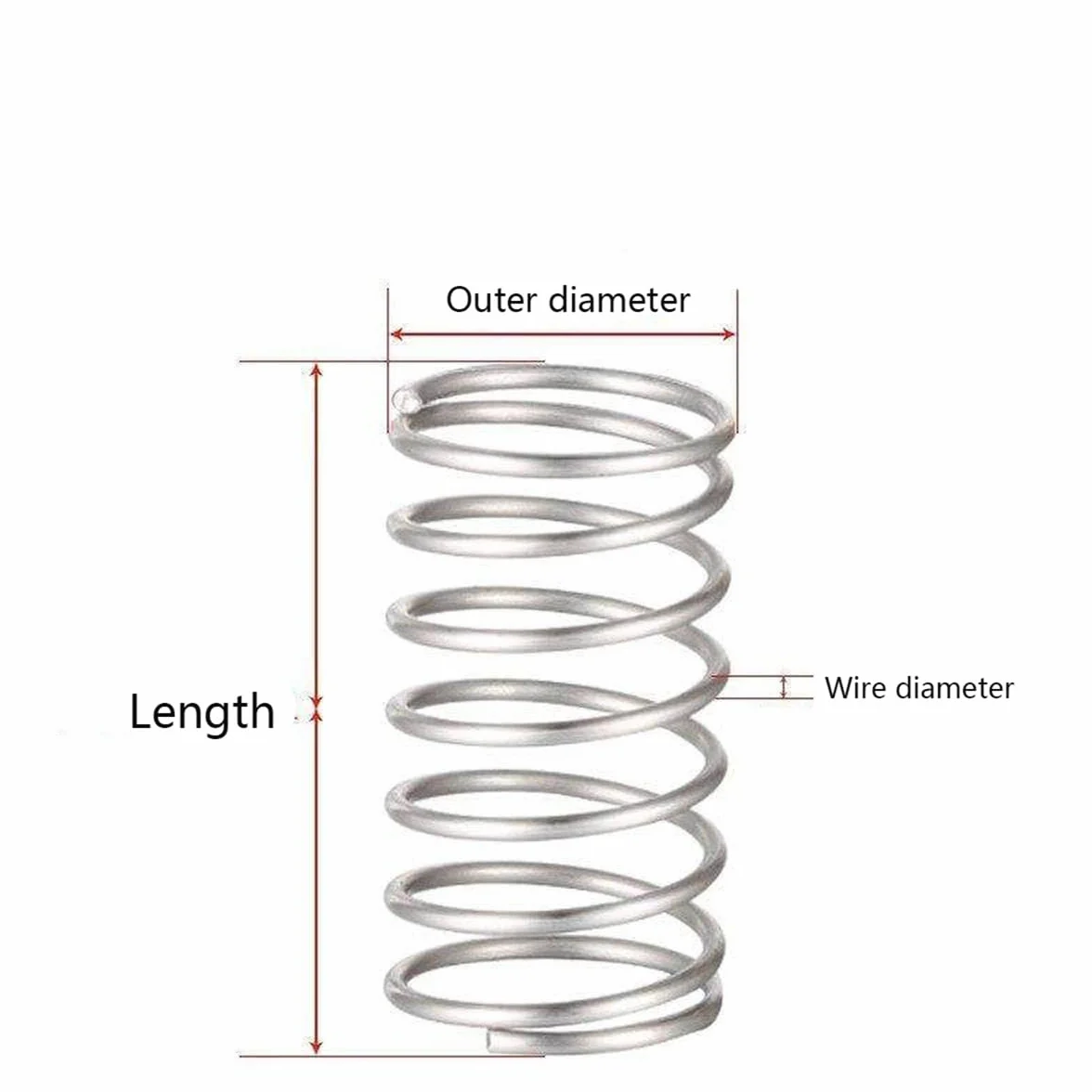 Molla di compressione in acciaio inox 316, 2.5x24x50mm, 5 pezzi, Argento