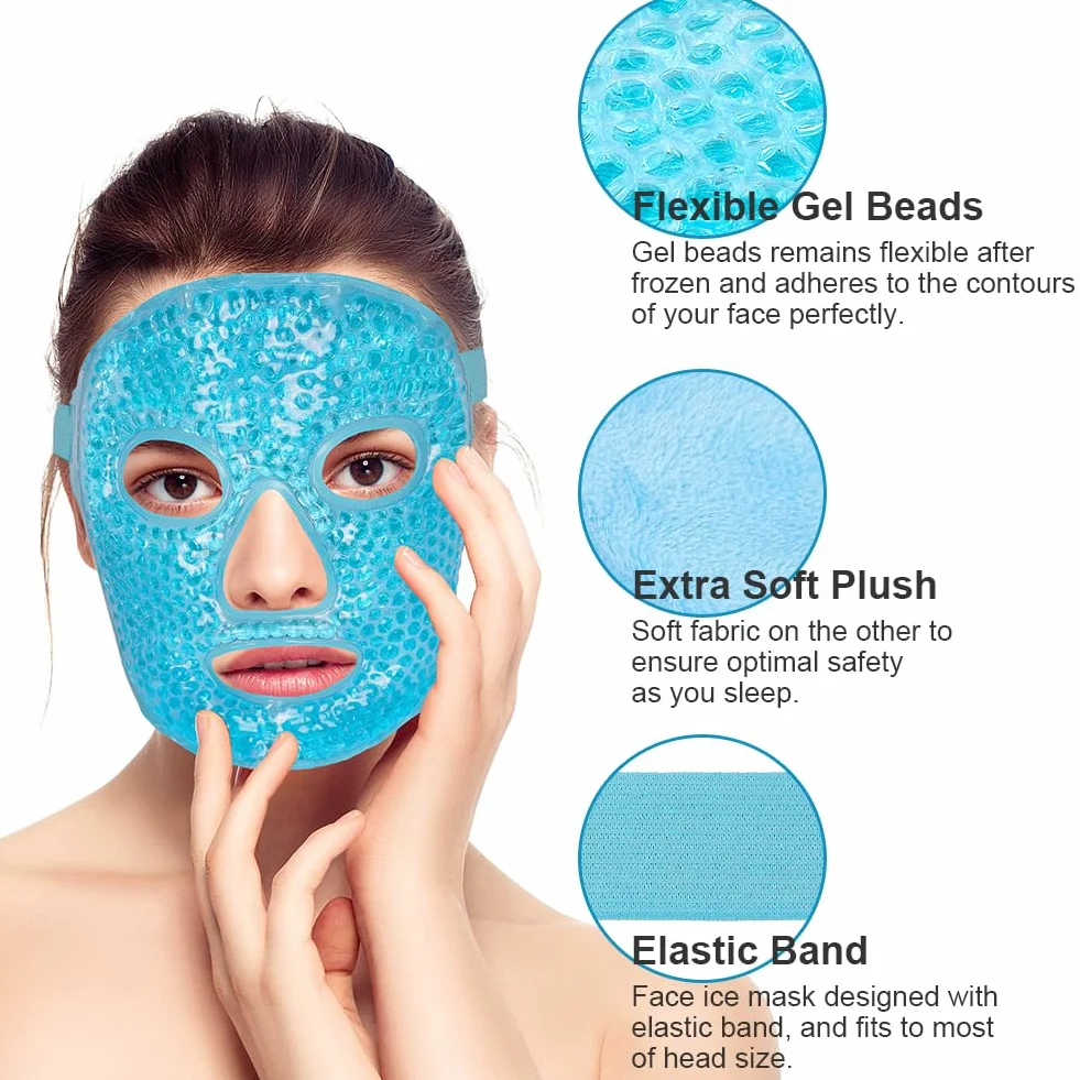 ACWOO Maschera Rinfrescante per Il Viso, Maschera per Occhi Riutilizzabile, Maschera Caldo Freddo per Occhi Gonfi, Occhi Stanchi, Mal Di Testa, Hangover, Emicrania (Blu)
