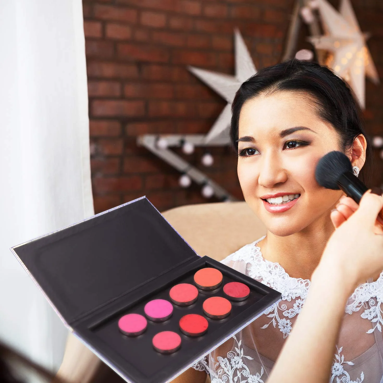 101 Pezzi Adesivi in Metallo per Palette di Ombretti Set Include Strumento di Deposito Trucco, Metallo Adesivi Quadrati Vuoti e Adesivi Colorati Tavolozza Trucco