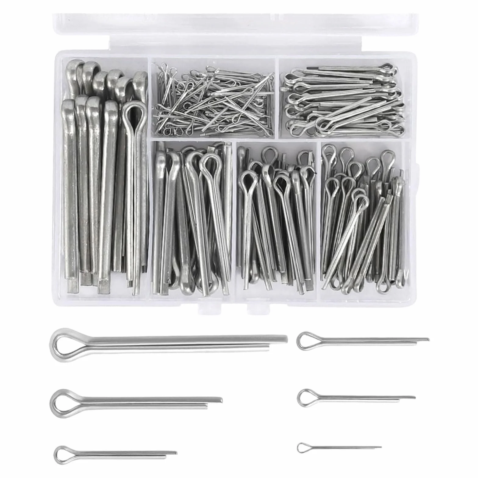 Kit di Assortimento Coppiglie Divise in Ferro Zincato 230 Pezzi 6 Misure