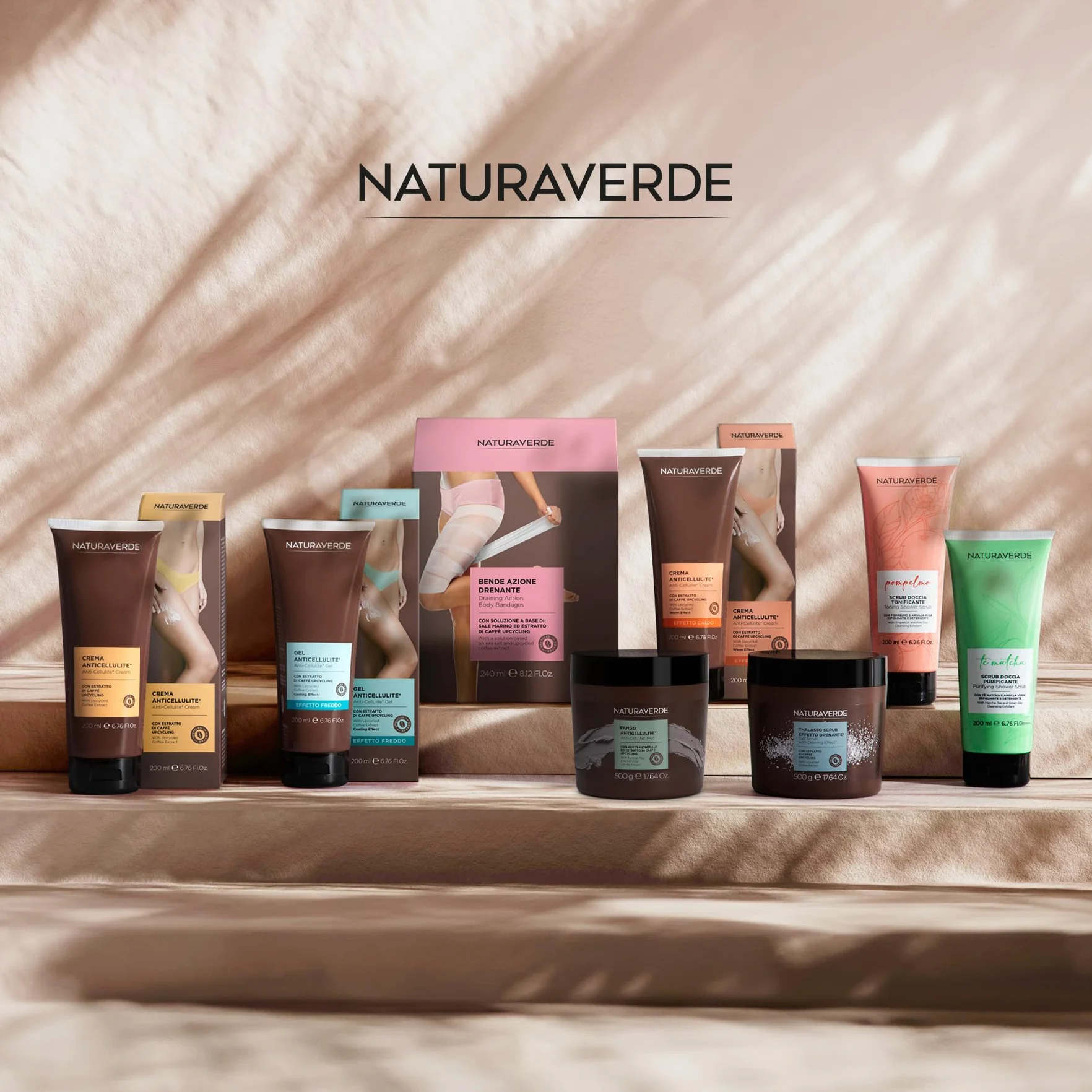 NATURAVERDE | Fango Anticellulite con Argilla Minerale ed Estratto di Caffè Upcycling, Drena Liquidi in Eccesso, Riattiva la Microcircolazione, 500g