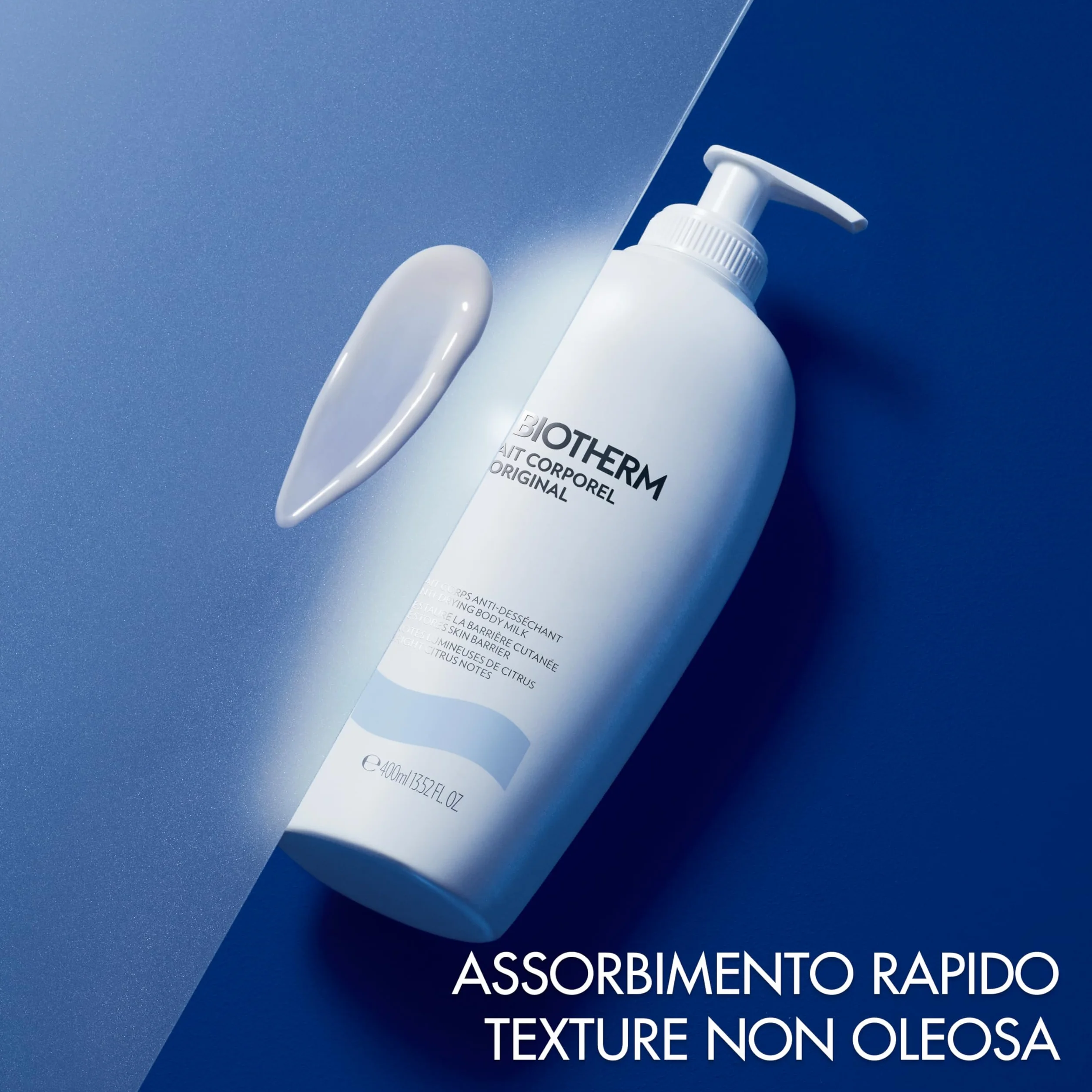 Biotherm Lait Corporel, Latte corpo idratante intensivo, Azione anti-secchezza per tutti i tipi di pelle, Arricchito con estratti di agrumi, Per una pelle liscia, morbida ed elastica.