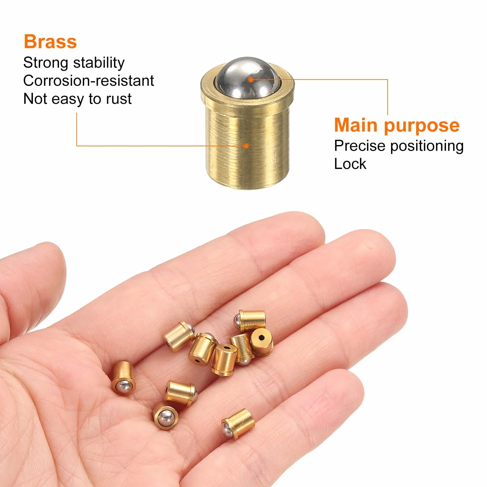 QUARKZMAN 10pcs Puntine A Molla Con Sfera 5x6mm Ottone Precisione Perle Di Posizionamento Serratura A Sfera Per Porte Armadi