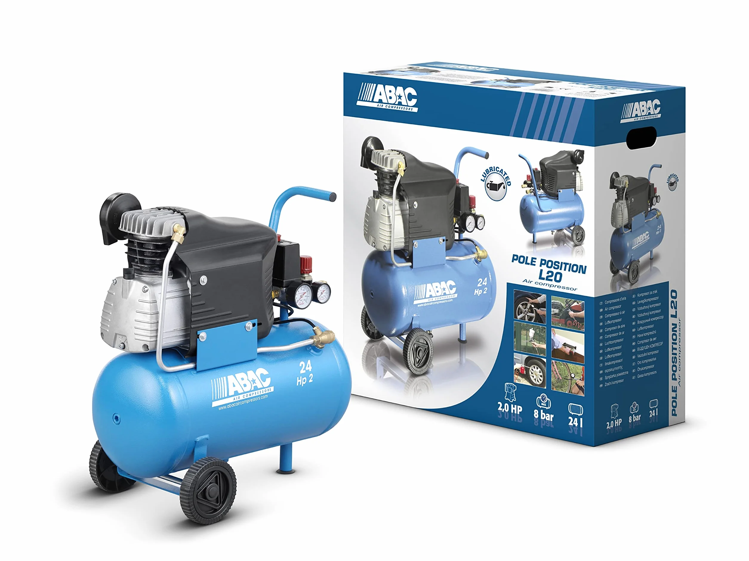ABAC Compressore d'Aria POLE POSITION L20 24 Litri 10 Bar 2 CV Lubrificato ad olio