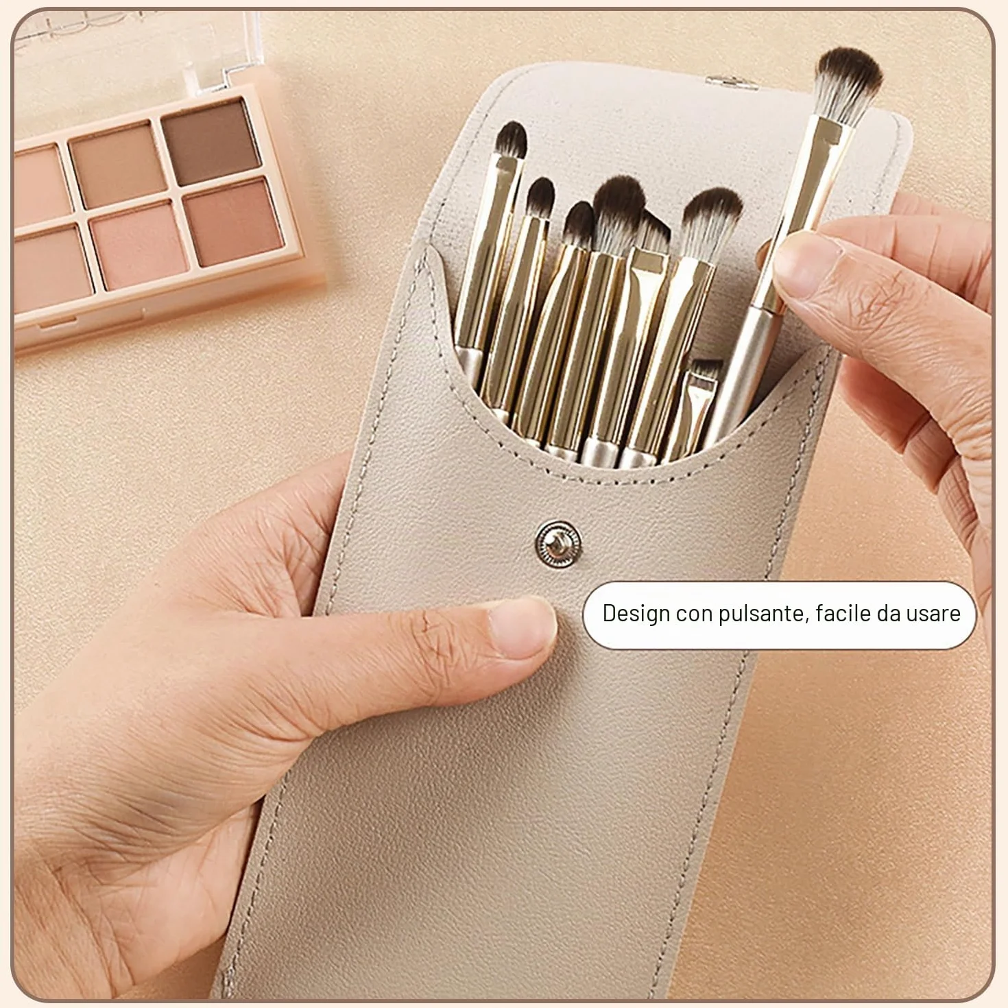 8 Pezzi Pennelli per Occhi, Pennelli Make Up Set, Pennelli Trucco con Trousse in Pelle PU, Pennello per Ombretto, Pennello per Sopracciglia, Pennello per Eyeliner, Pennello per Sfumatura