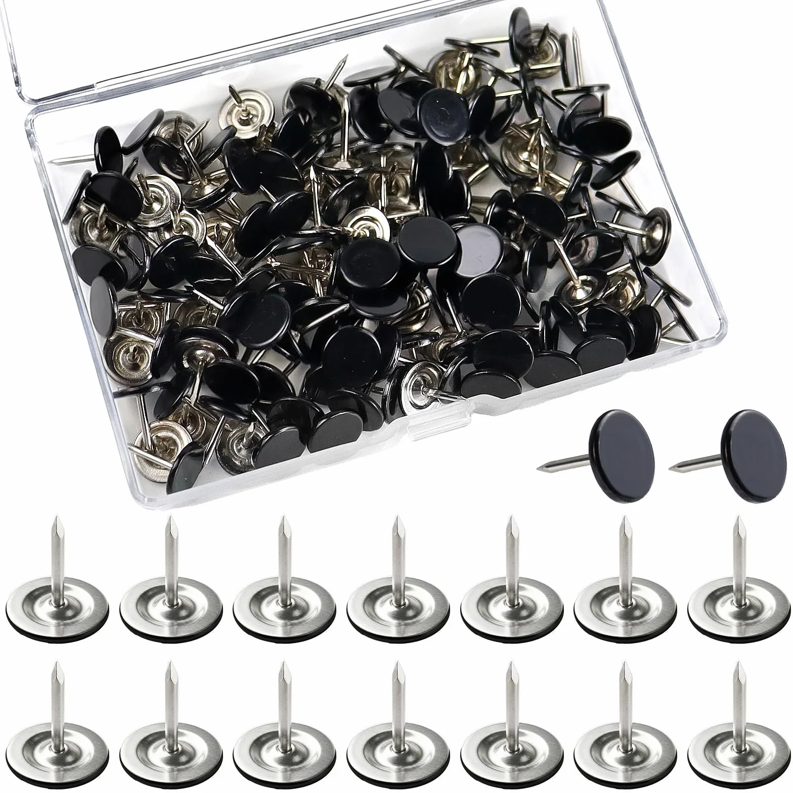 Chiodi per Tappezzeria Testa Piatta 150 Pezzi 11mmx13mm Nero Decorativi
