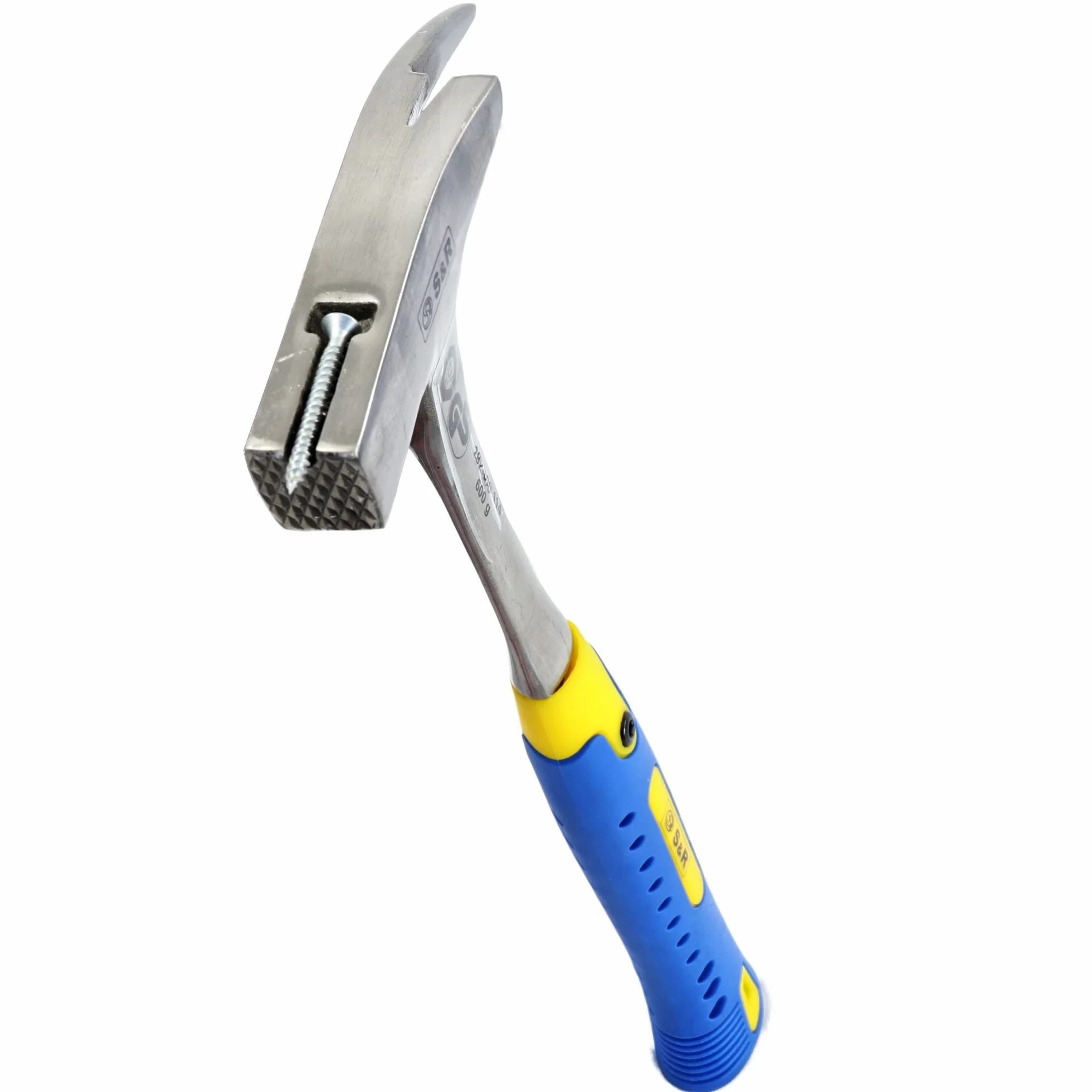 S&R Martello da Carpentiere Muratore 600gr Testa Acciaio Inox C50 Tirachiodi Calamita