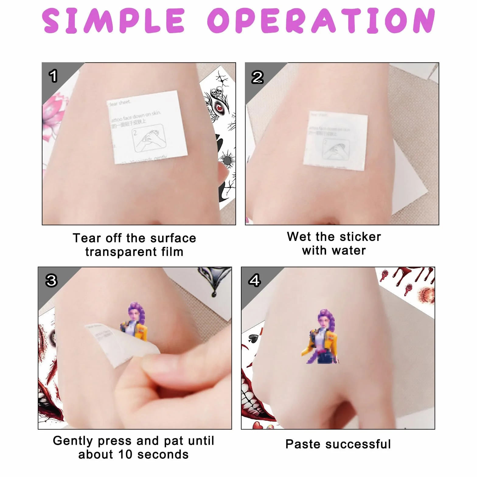 8 Fogli Tatuaggi per bambini, Tatuaggi Temporanei Bambini, Impermeabili Adesivi Tatuaggi, Animato Tatuaggio Set, Tatuaggi temporanei per Regalini Fine Festa Compleanno