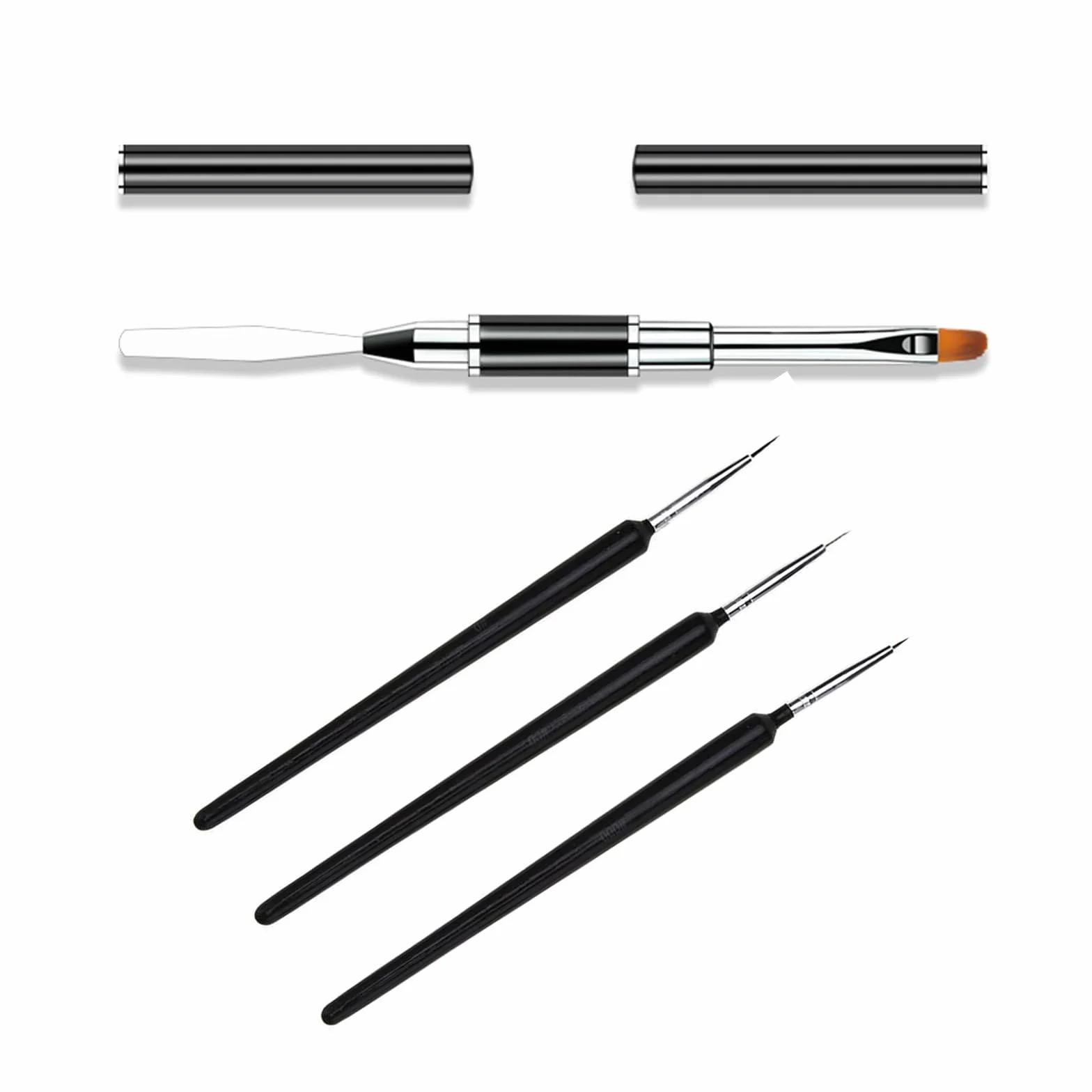 Dual-ended Nail Art Penna,Spazzola per Unghie UV,2 in 1 Nail Art Brush Dual Ended Polygel Spazzola,Accessori Unghie,Strumenti Gel UV Acrilico Unghie Extension Nail