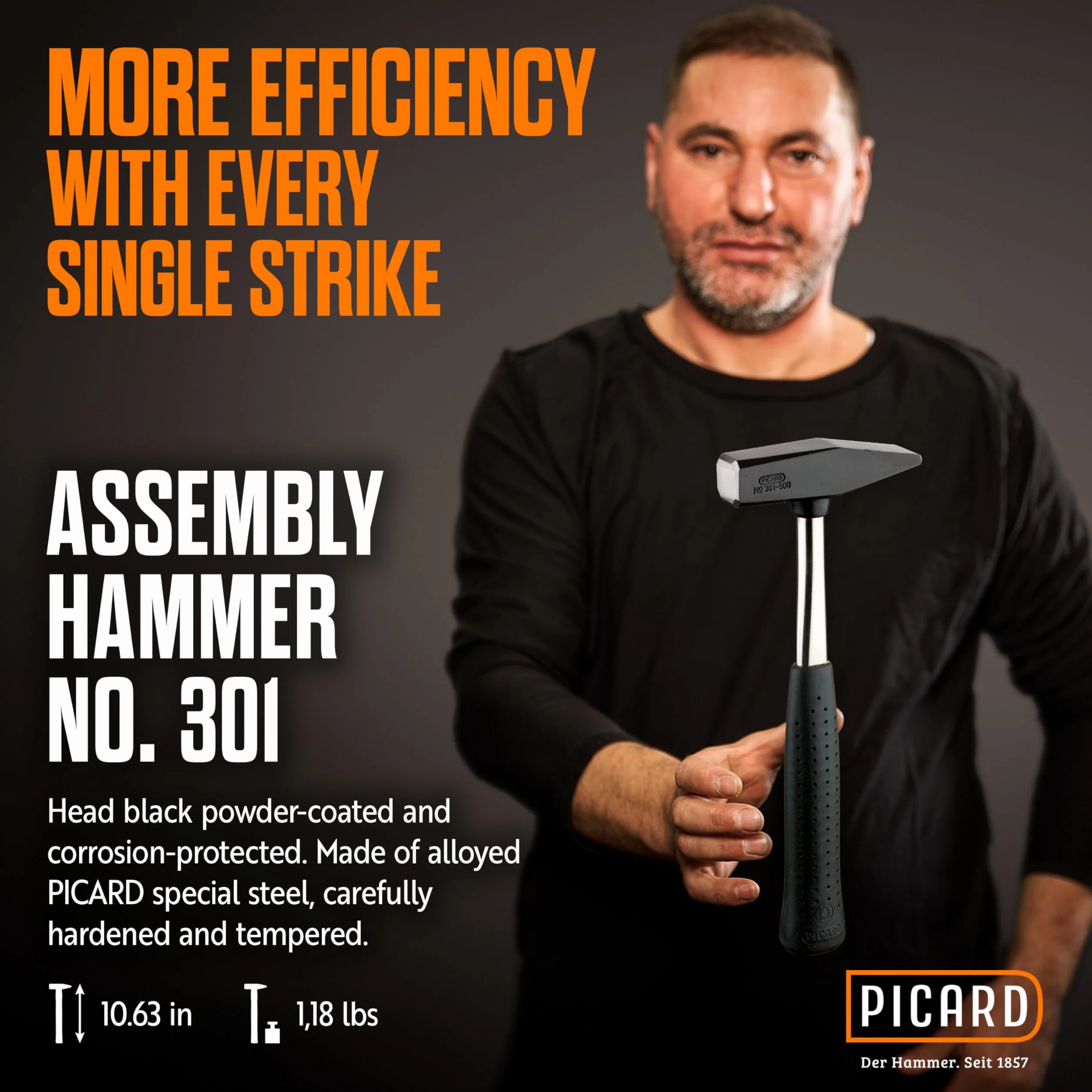 PICARD martello da carpentiere n. 301 300 g acciaio speciale forma tedesca manico C45