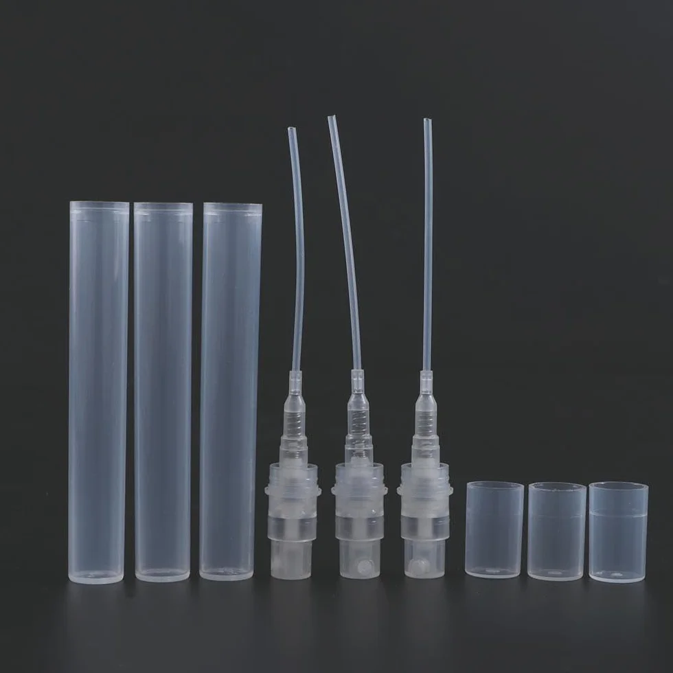 5 mini flaconi spray in plastica trasparente, piccoli flaconi ricaricabili per campioni di profumo, piccoli contenitori per campioni (5 ml)
