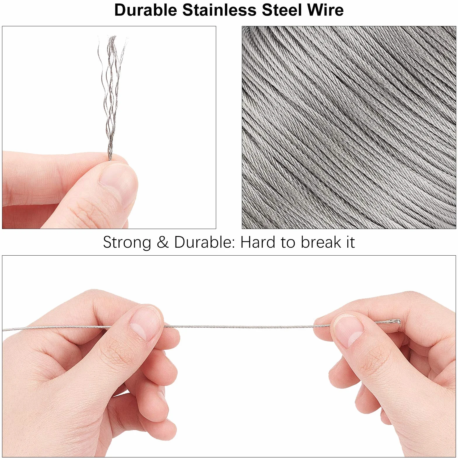 PH PandaHall 100m Filo Acciaio Inox 1 mm Cavo Intrecciato con 30pz Manicotto a Crimpare per Appendere Quadri
