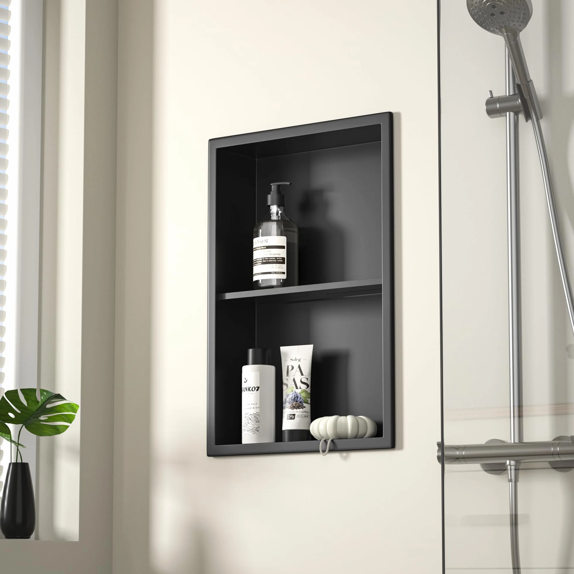 Nicchia per doccia in acciaio inox 45x30 cm doppio ripiano montaggio sopra