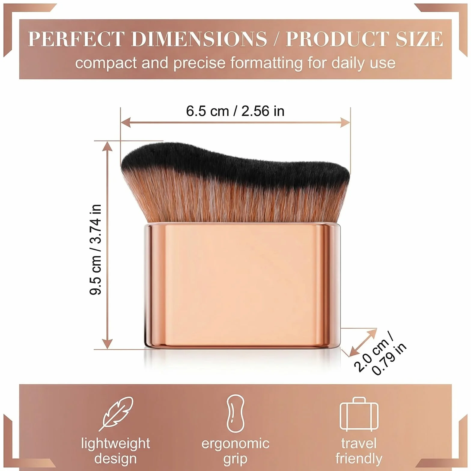 1 Pennello per Fondotinta Ondulato in Rosa Oro, Pennello Autoabbronzante e Bronzer Professionale per Viso e Corpo, Applicatore Ergonomico ad Alta Densità