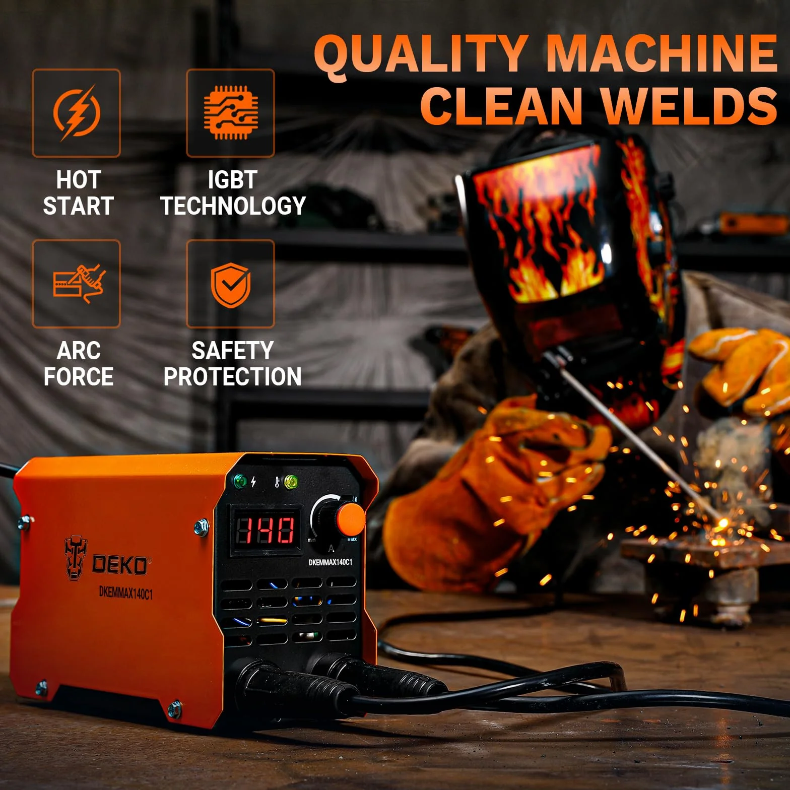 DEKO Saldatrice Inverter Elettrodo 220V 140A MMA ARC Welder Portatile