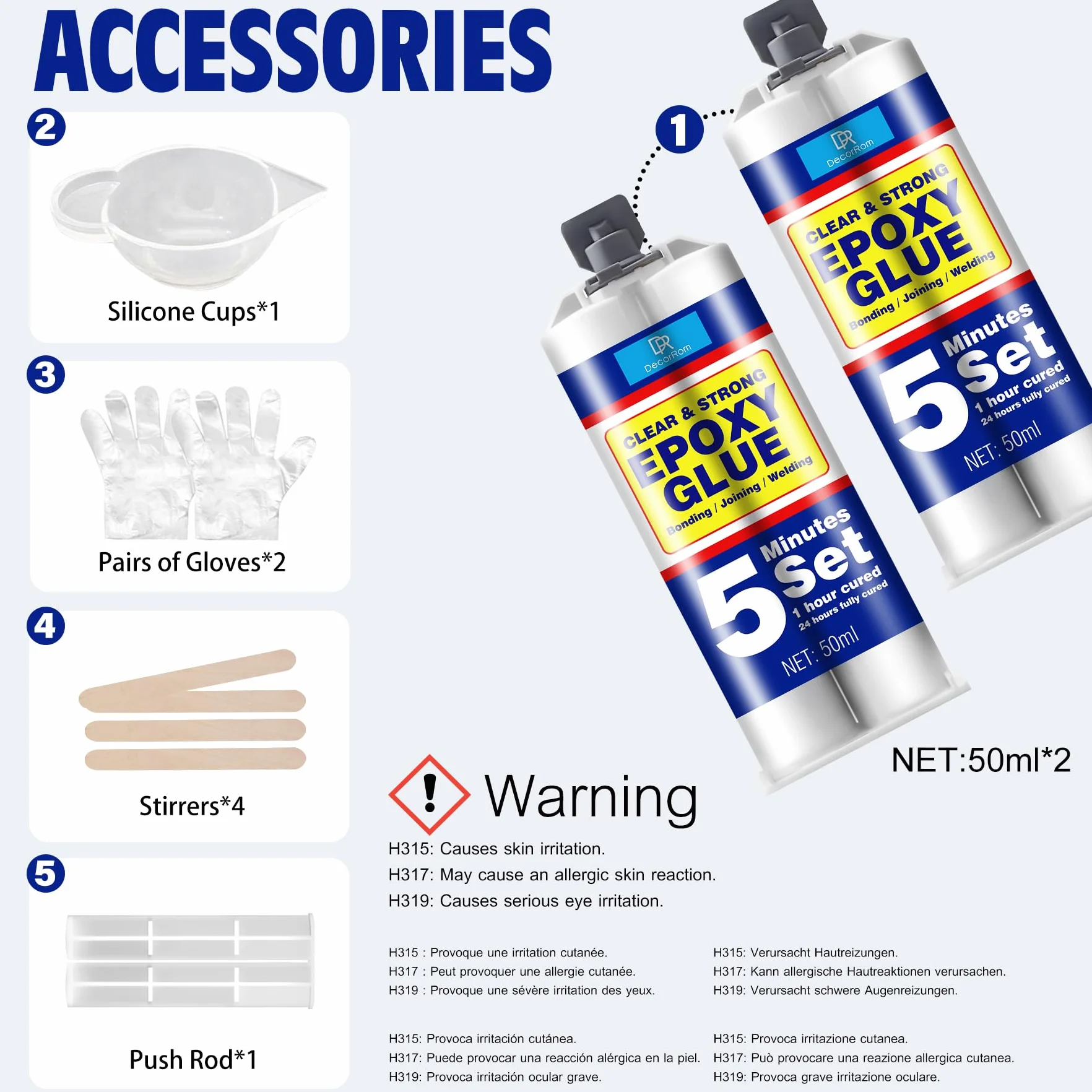 Colla Epossidica Bicomponente 100ml Adesivo Epossidico a Indurimento Rapido 5 Minuti Trasparente