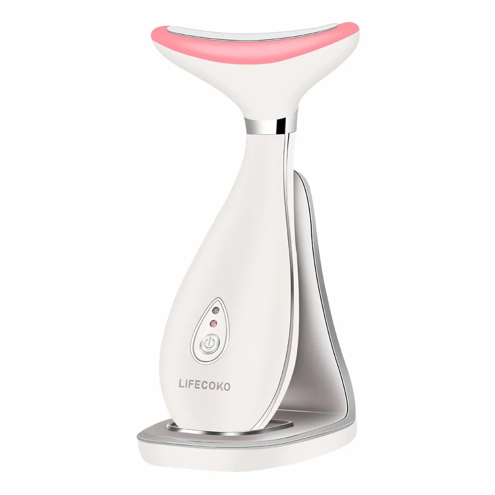 Massager per viso elettrico Antirughe, massaggiatore di bellezza per il viso e il collo, Massager del dispositivo tonificante per il, Ricaricabile USB portatile (Bianco)
