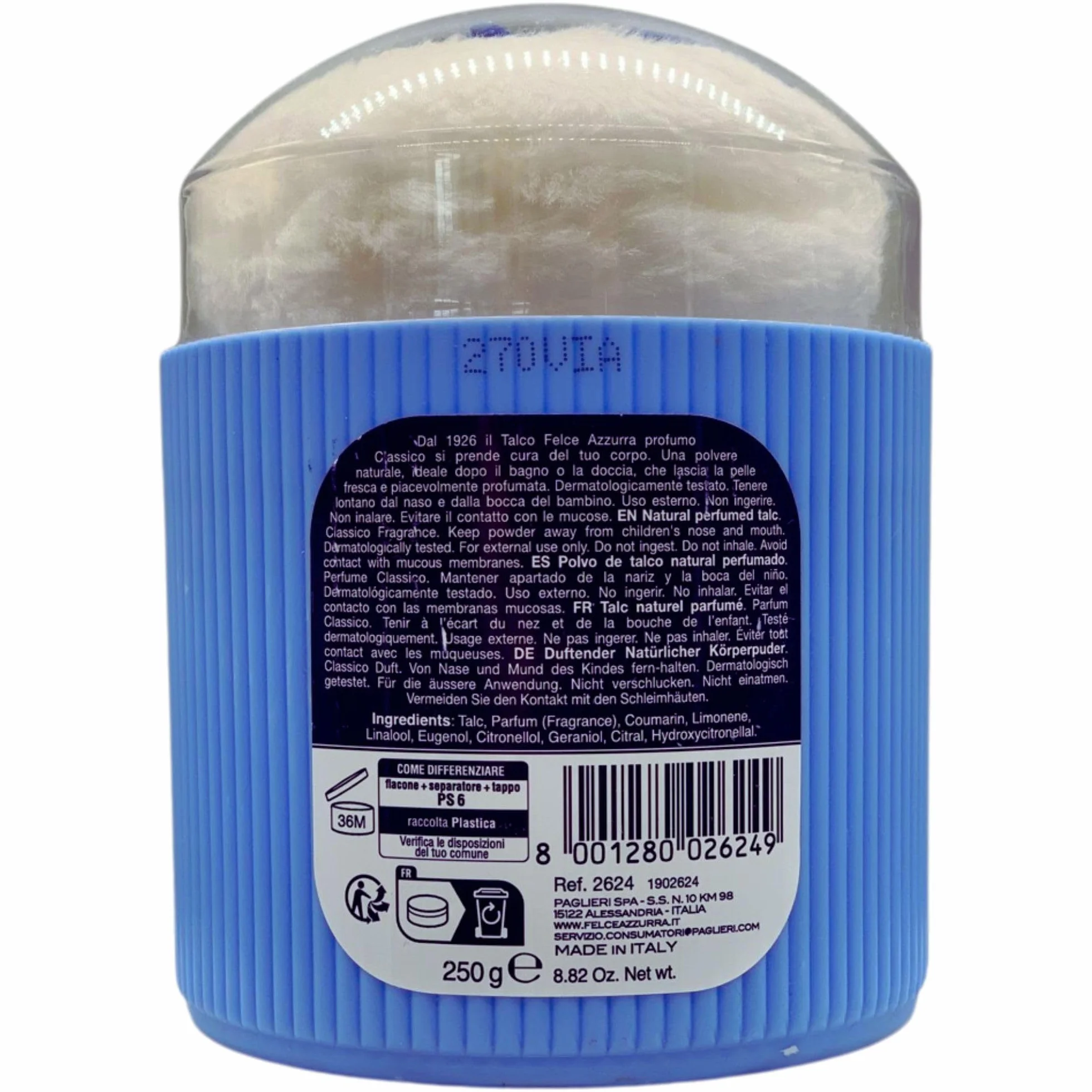 2x Barattolo TALCO Classico Con Piumino. Una Polvere Naturale, Ideale Dopo Il Bagno o La Doccia, Che Lascia La Pelle Fresca e Piacevolmente Profumata 250g