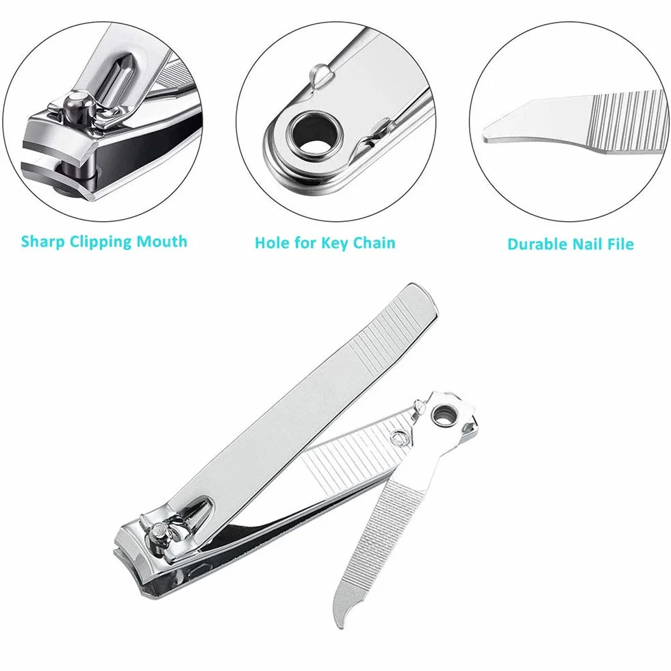 Tagliaunghie con lime per unghie integrate, tagliaunghia in acciaio inossidabile resistente per unghie spesse, affilato per uomini e donne