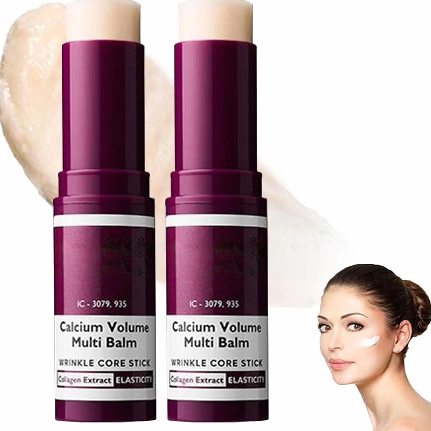 2 PCS Calcium Volume Multi Balm, Stick Coreano Viso Antirughe, Calcium Multi Balm Stick, Anti-caduci, Adatto per Gli Occhi, il Viso, il Collo, Firming Skincare Sticks Stringe La Pelle Ripara e Idrata