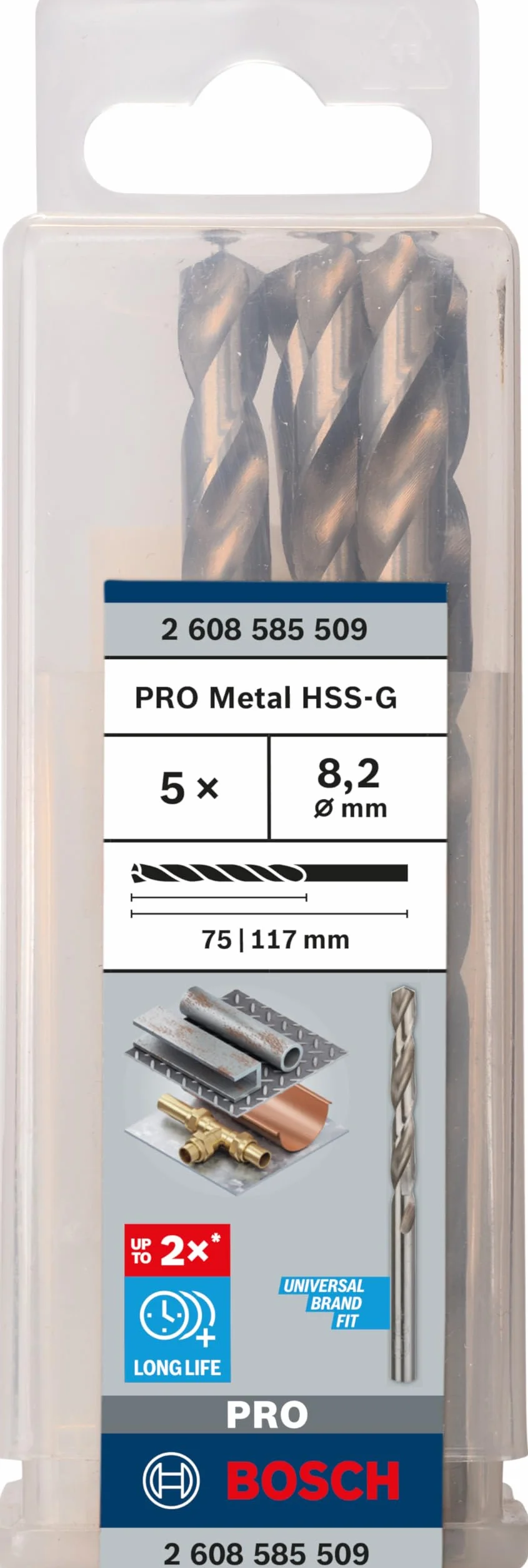 Bosch Punta per metallo HSS-G Ø 8,20 mm Professional Accessorio Trapano