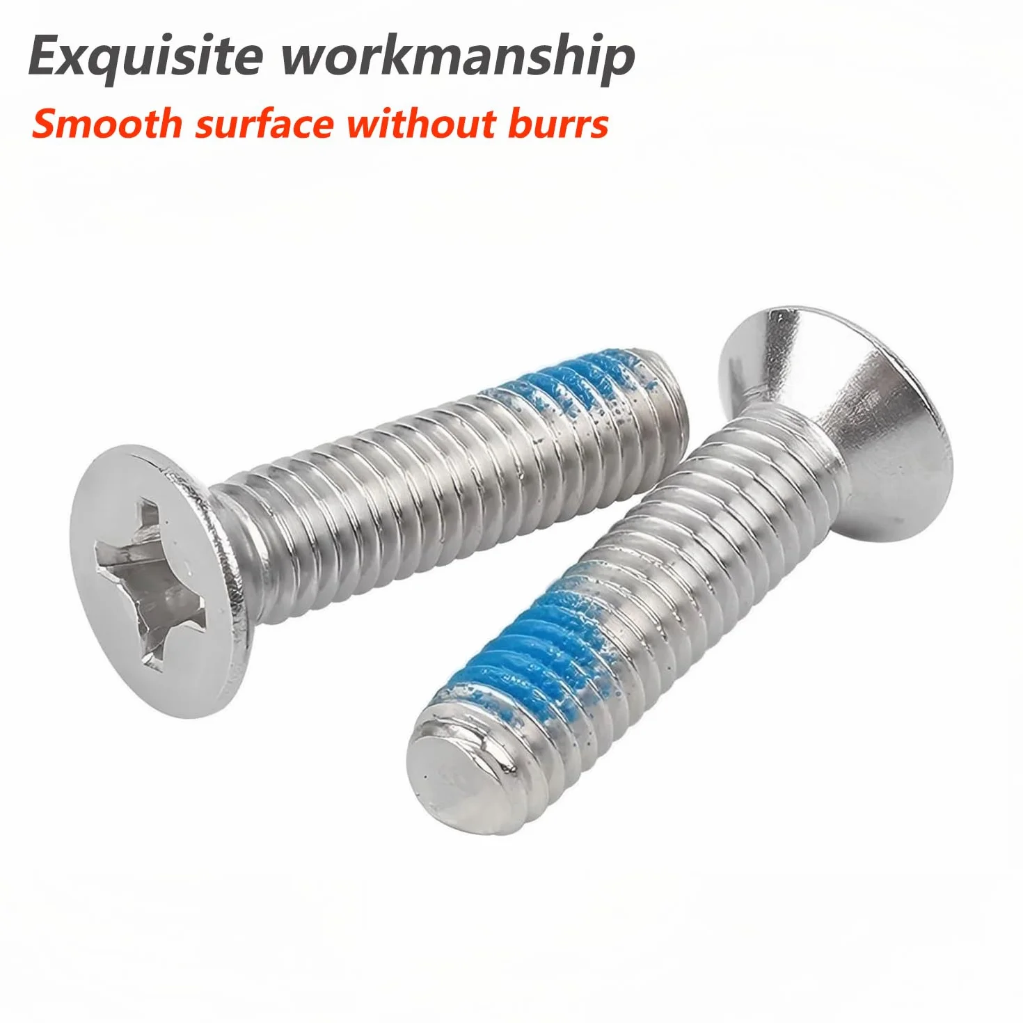 20 Viti a Testa Svasata Acciaio Inox M5x10mm Antiscivolo con Threadlocker per Fissaggio