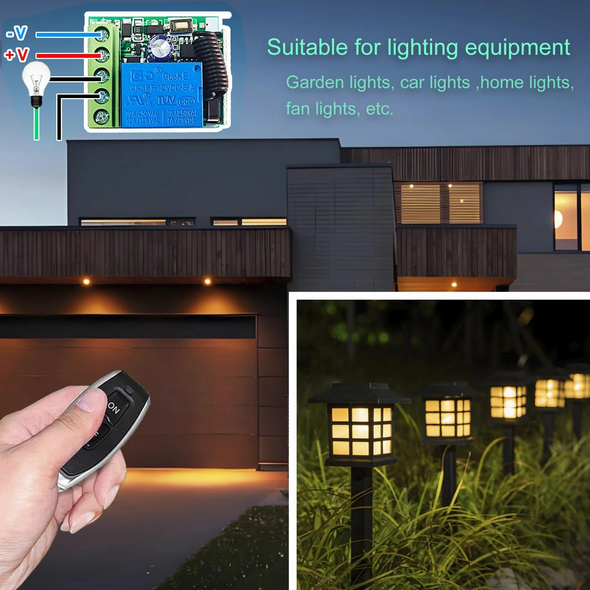 QIACHIP 433 MHz Interruttore di controllo remoto DC 12V 1 canale wireless Modulo ricevitore relè RF con 2 trasmettitori