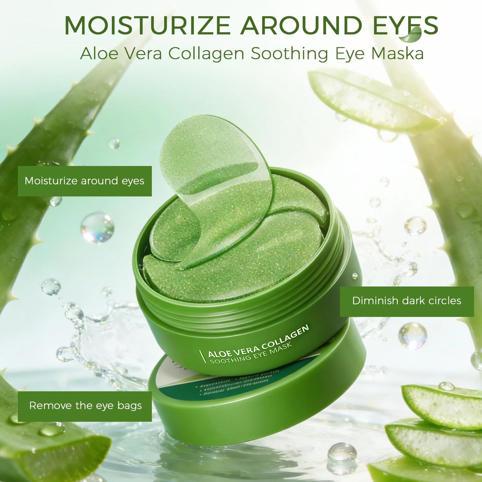 Patch Occhi Idratanti con Aloe Vera e Collagene, 60 Pezzi Maschera Occhiaie e Borse Effetto Defaticante, Trattamento Contorno Occhi Antirughe per Uomo e Donna, Patch Idrogel per Rughe e Linee Sottili