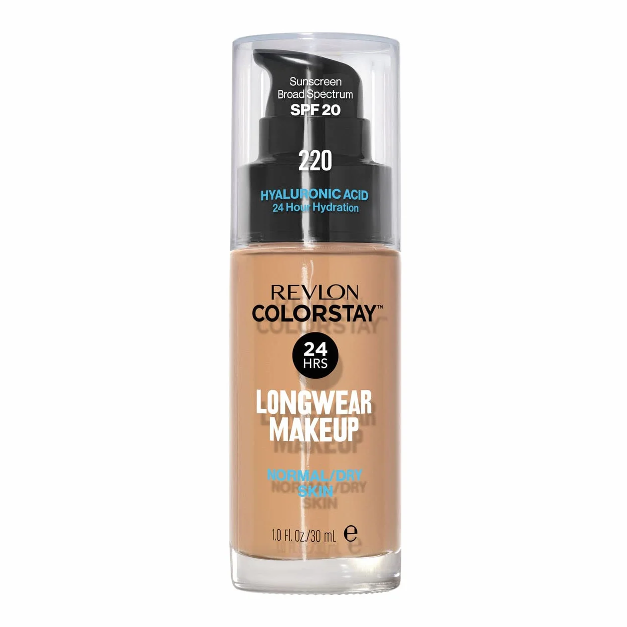Revlon ColorStay, Fondotinta per Pelle Normale e Secca, con Protezione Solare SPF 20, Formula Duratura, Oil Free (30ml), 220 Natural Beige
