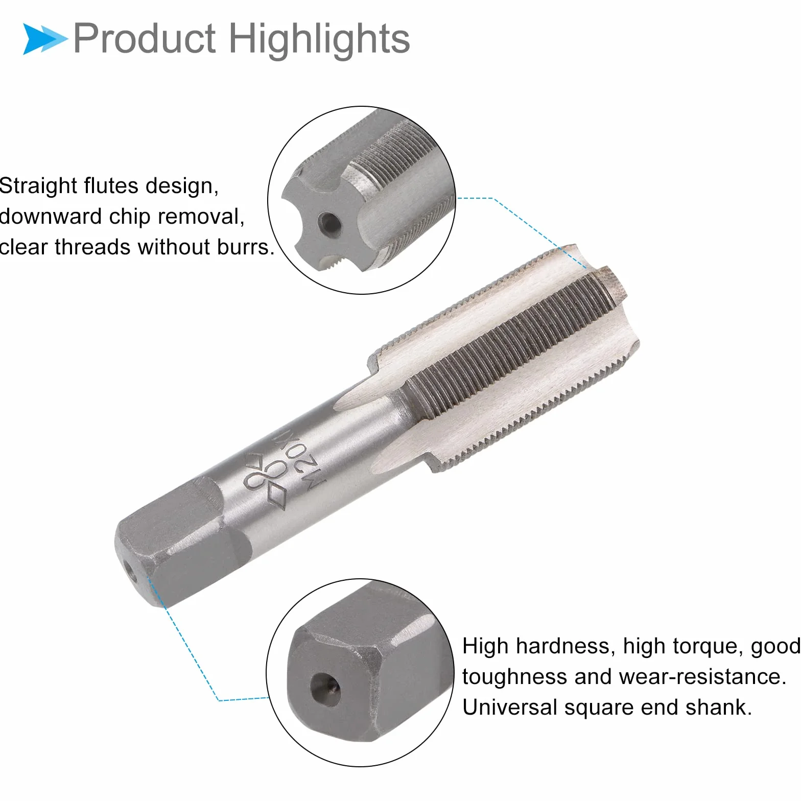 Mano Filettatura Maschi M20 x 1 Metrico Lega Utensile Acciaio Vite Maschiatura Conicità Inferiore 1 paio