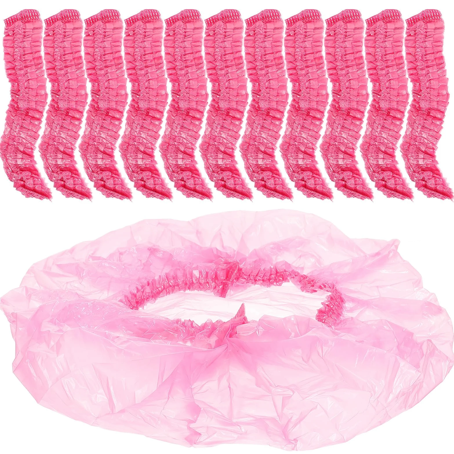 Cuffia da Doccia Usa e Getta Grande da Donna Elastica in Plastica Spessa Fascia Elastica per Chioma Lunghi 44 Cm per Casa Salone Hotel 500 Pezzi