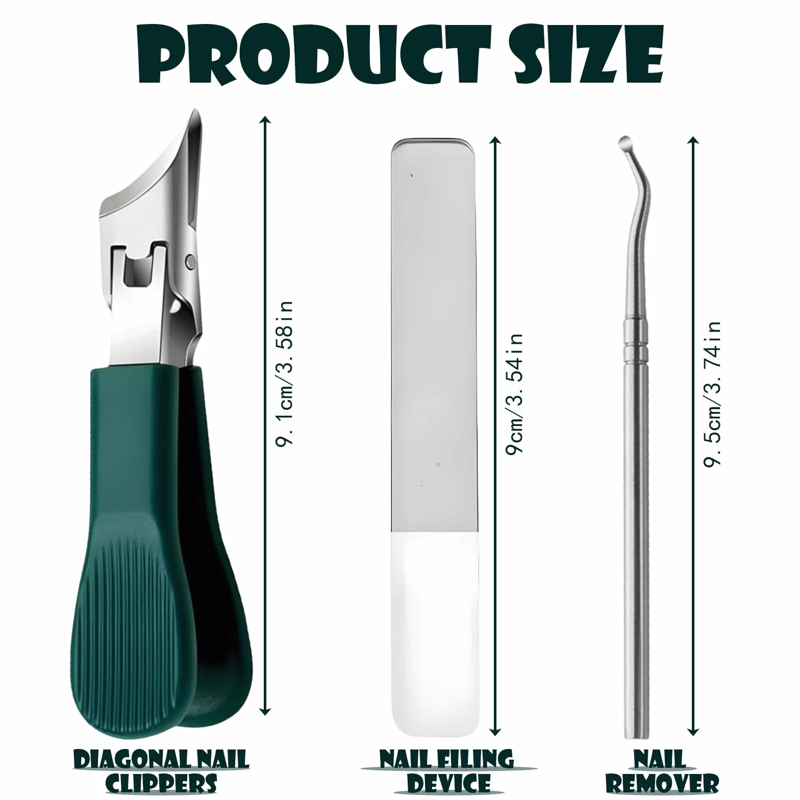 Set di 3 Tagliaunghie in Acciaio Inossidabile,Tagliaunghie per Unghie Incarnite e Spesse,tagliaunghie Inclinato per Unghie dei Piedi,Impugnatura Antiscivolo,Design Anti-Schizzi