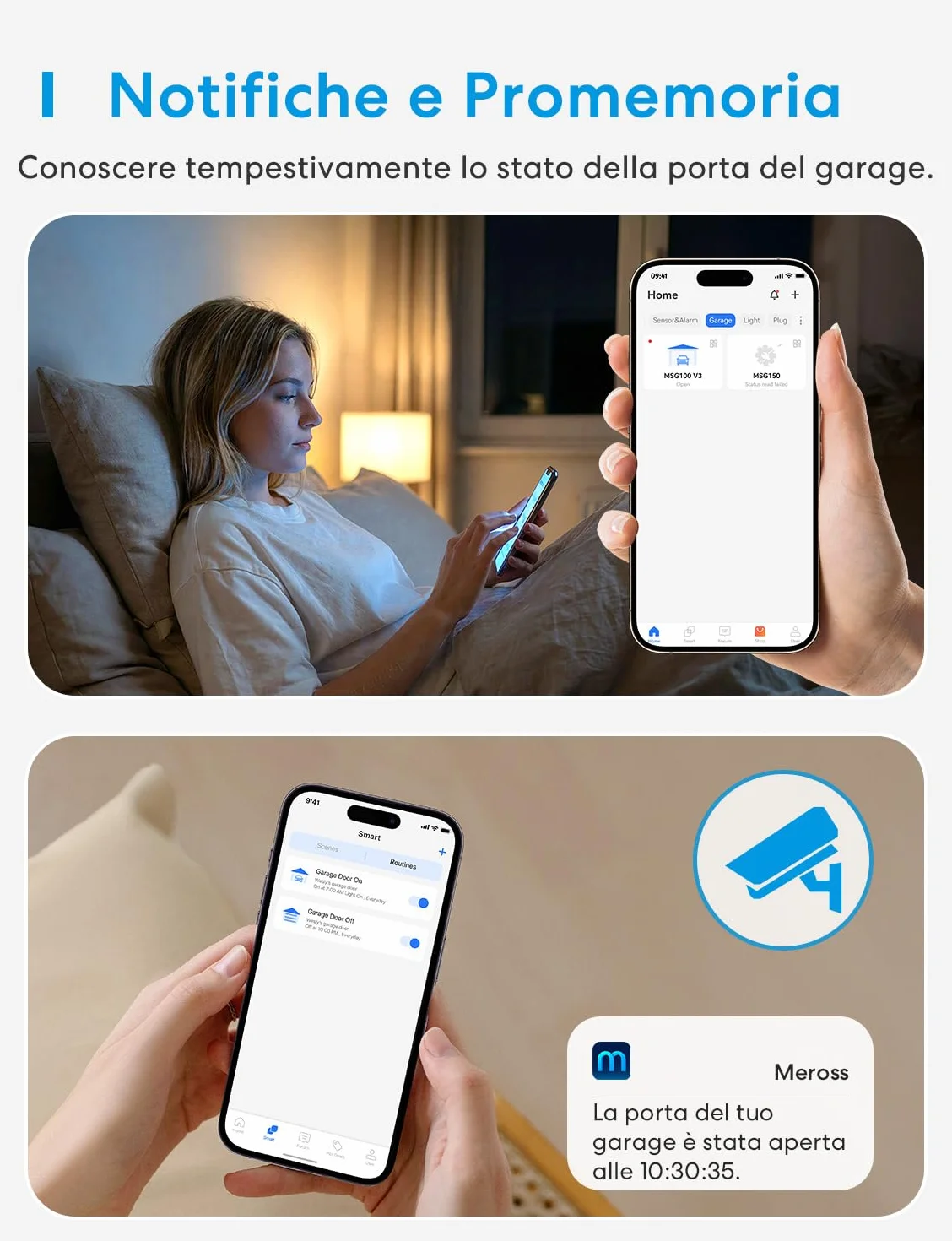 Meross Smart WiFi Garage Controller, Compatibile con Apple HomeKit, CarPlay, Siri, Alexa e Google, Controllo Vocale, Notifiche, Timer, Chiusura Automatica