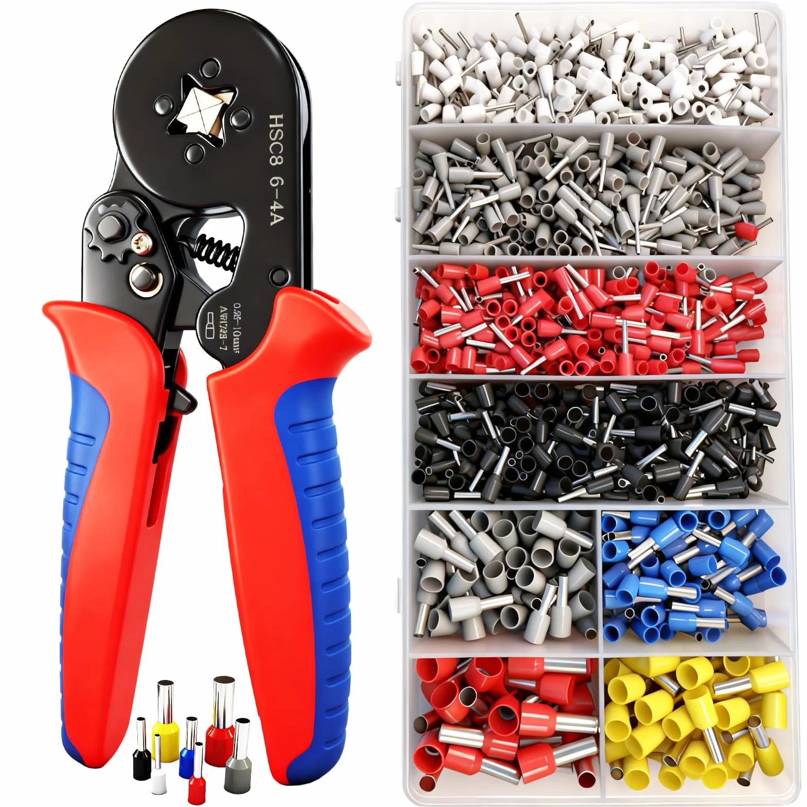 Set di Puntalini, Pinza Crimpatrice 0,25-10mm², Capicorda Elettrici, Attrezzi Elettricista
