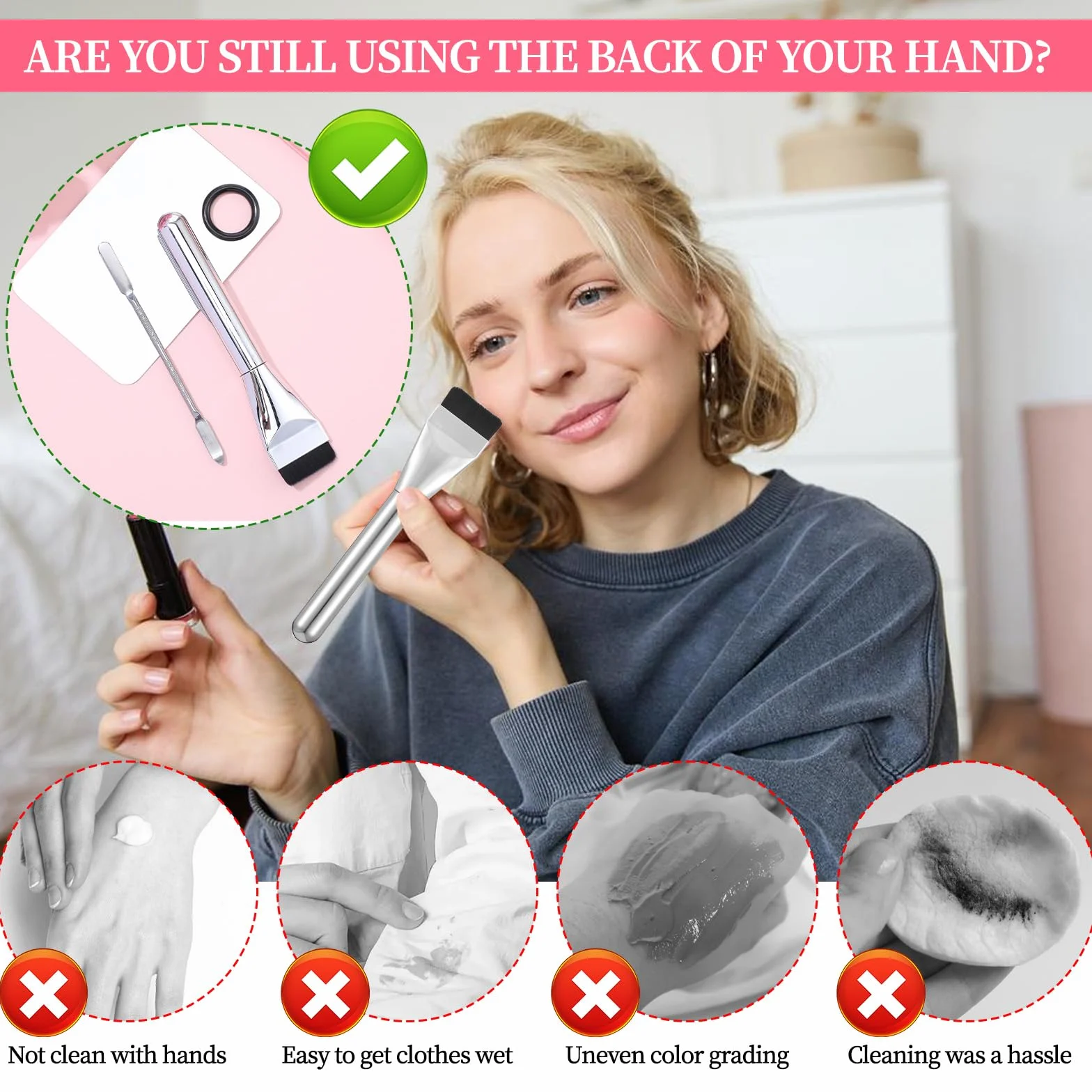 Ouligay Set di 3 spatole per trucco, tra cui tavolozza di miscelazione, spatola per fondotinta, vassoio per tavolozza, accessori per il trucco per donne