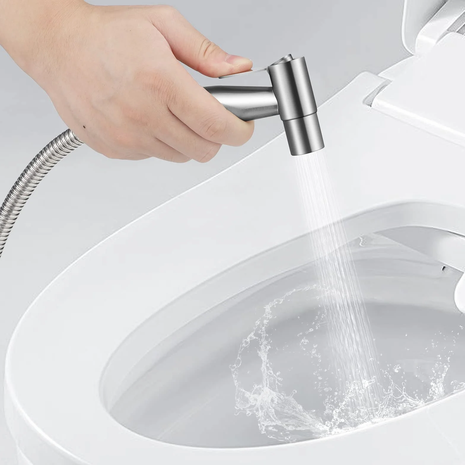 Doccetta per Bidet a Mano in Acciaio Inox 1.5M Tubo Flessibile Staffa a Muro Set Completo Doccia Bidet