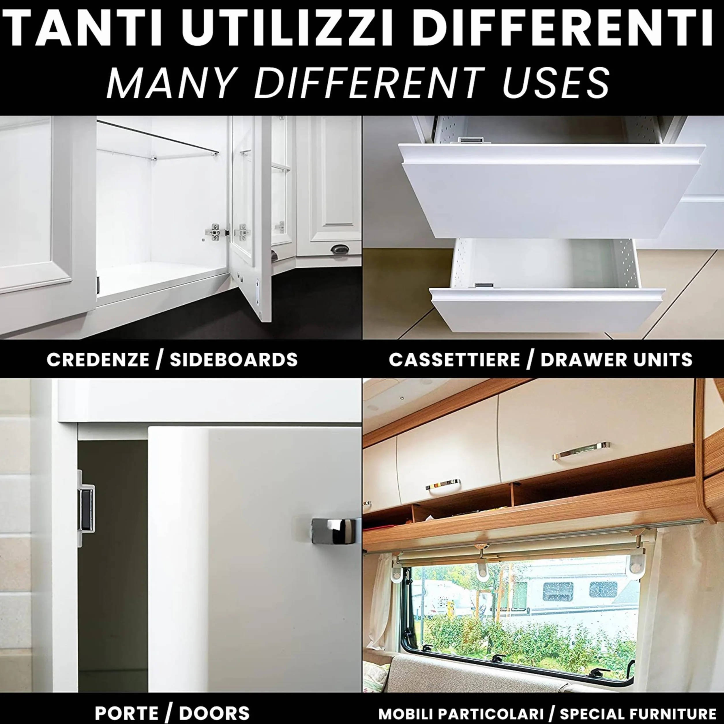 IPEA Chiusure Magnetiche per Mobili 10 PEZZI Bianco